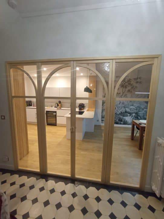 Grande verrière bois design Romain de Popey